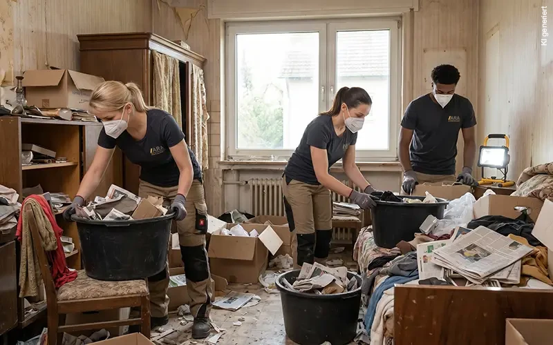 ARA Entrümpelung beim Sortieren und Ausräumen einer Messi Wohnung in Worms Biblis Mannheim