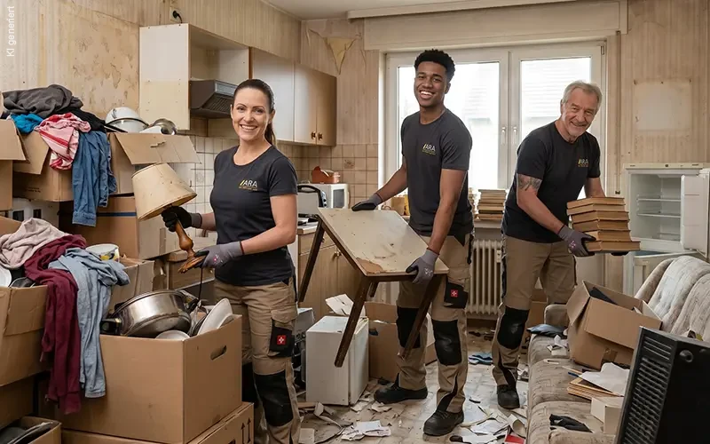 Entrümpler bei der Arbeit - räumen ein Zimmer aus